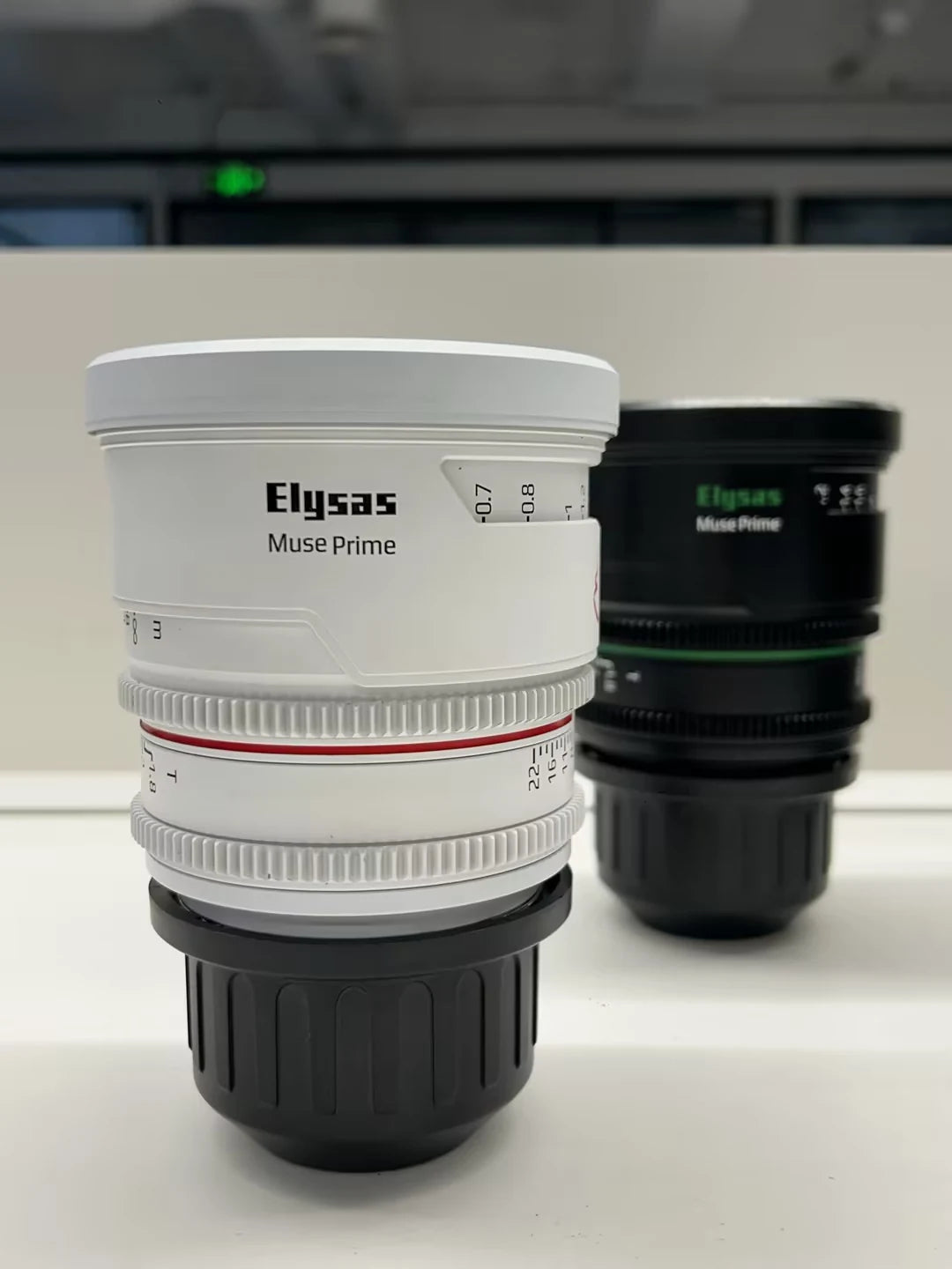 White and black MUSE PRIME cinema lenses
